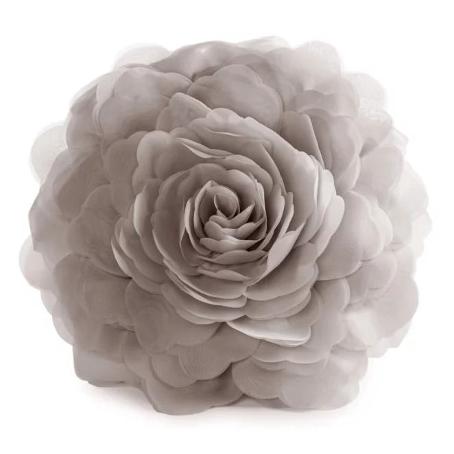 Okrągła poszewka o średnicy 40 cm kolor beżowy zdobiona kwiatem 3D FLORES 6 Eurofirany