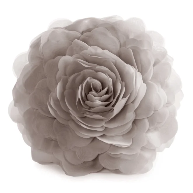 Okrągła poszewka o średnicy 40 cm kolor beżowy zdobiona kwiatem 3D FLORES 6 Eurofirany