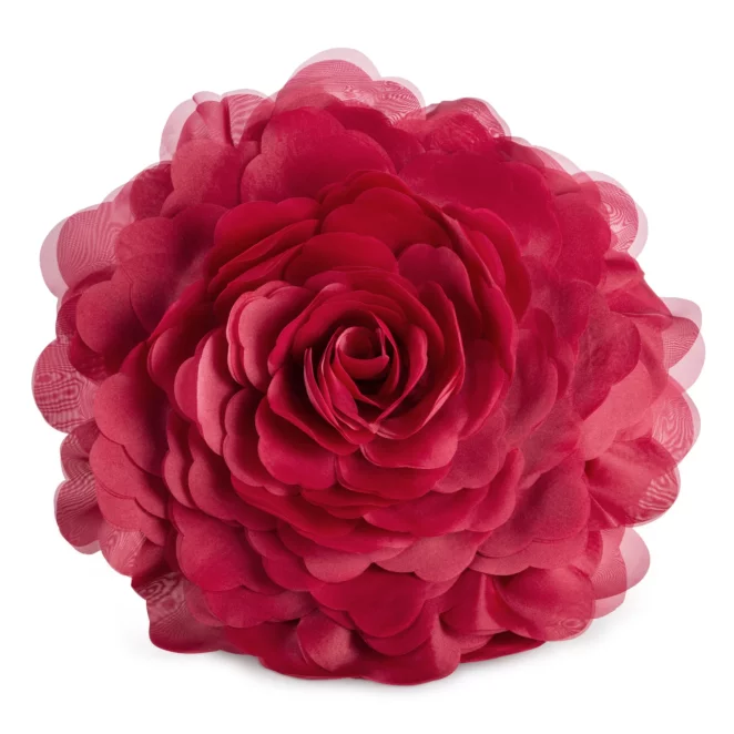 Okrągła poszewka o średnicy 40 cm kolor bordowy zdobiona kwiatem 3D FLORES 6 Eurofirany