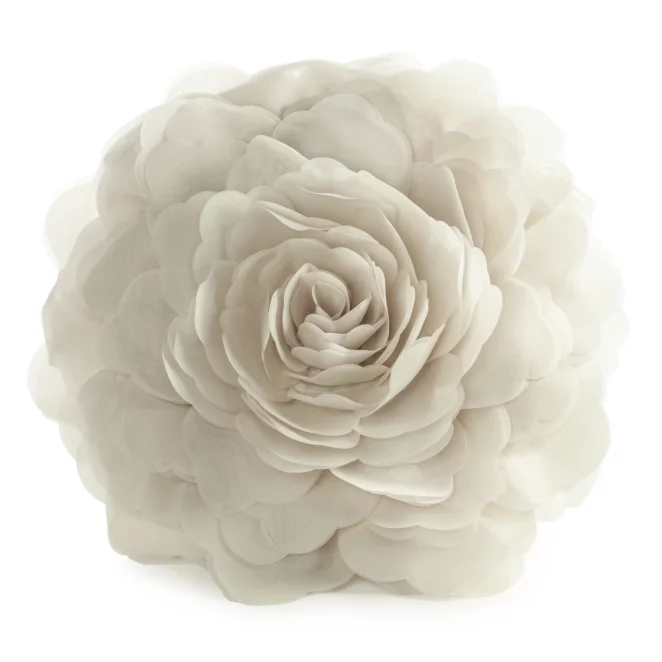 Okrągła poszewka o średnicy 40 cm kolor kremowy zdobiona kwiatem 3D FLORES 6 Eurofirany