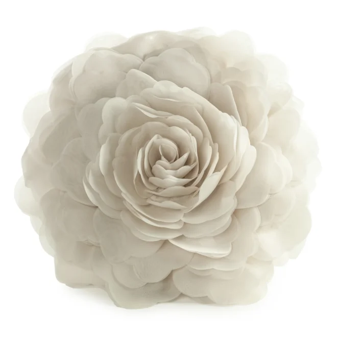 Okrągła poszewka o średnicy 40 cm kolor kremowy zdobiona kwiatem 3D FLORES 6 Eurofirany