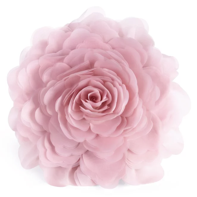 Okrągła poszewka o średnicy 40 cm kolor pudrowy zdobiona kwiatem 3D FLORES 6 Eurofirany