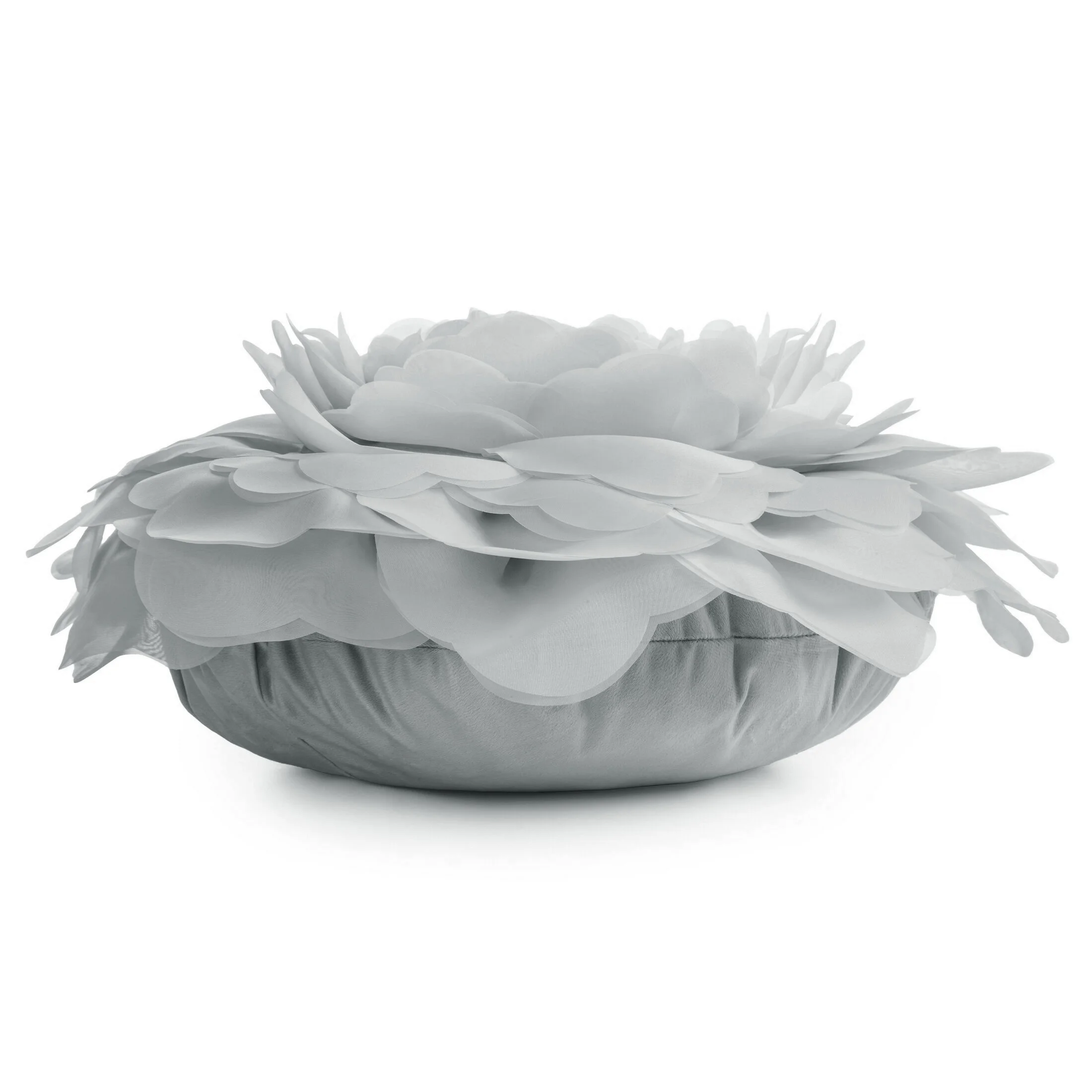 Okrągła poszewka o średnicy 40 cm kolor srebrny zdobiona kwiatem 3D FLORES 6 Eurofirany