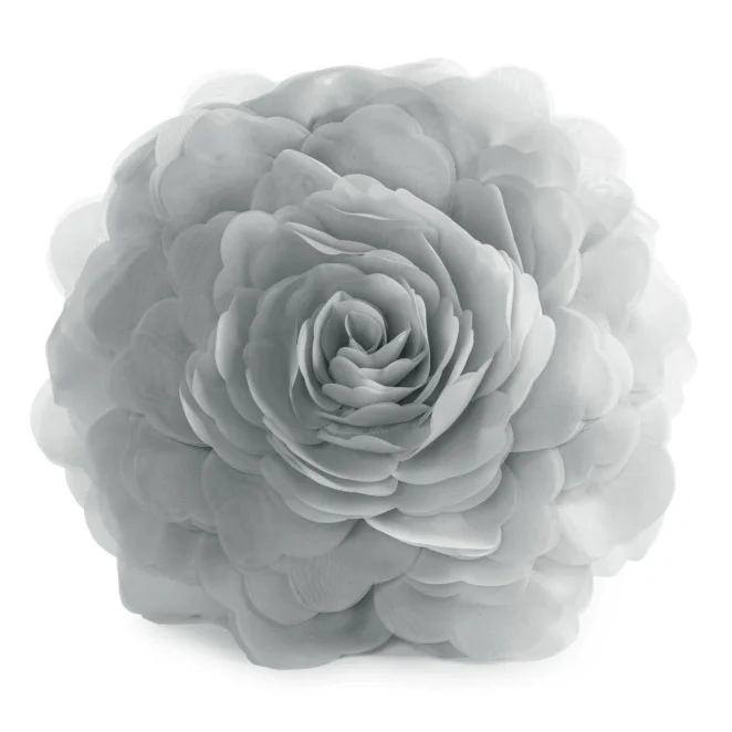 Okrągła poszewka o średnicy 40 cm kolor srebrny zdobiona kwiatem 3D FLORES 6 Eurofirany