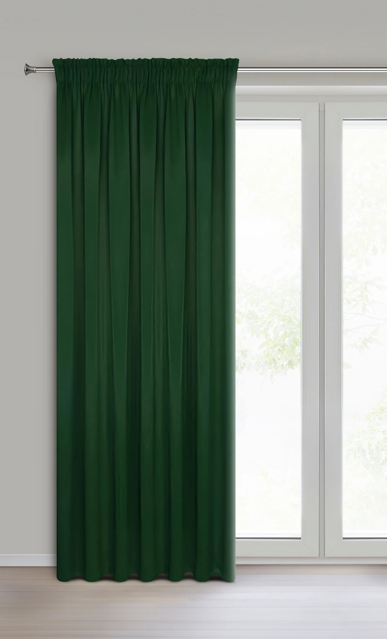 Zasłona zielona z gładkiej tkaniny zaciemniającej typu blackout 135x270 taśma PARISA Design 91 Eurofirany