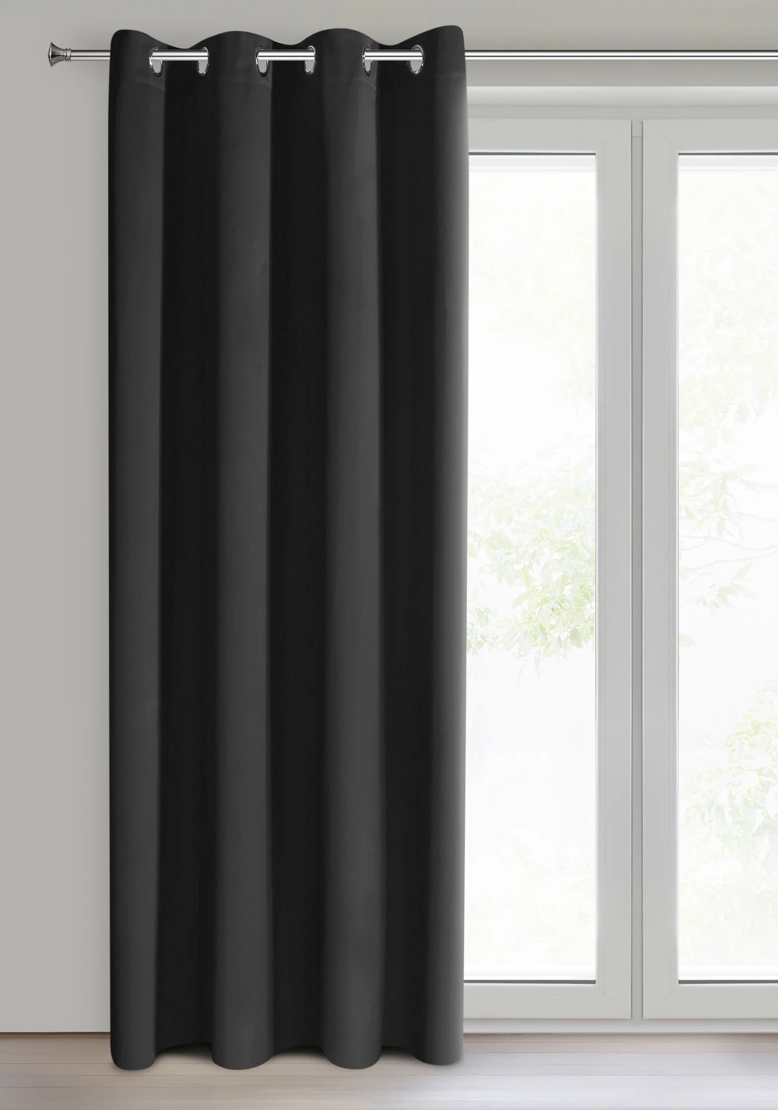 Zasłona czarna z gładkiej tkaniny zaciemniającej typu blackout 135x250 przelotka PARISA Design 91 Eurofirany