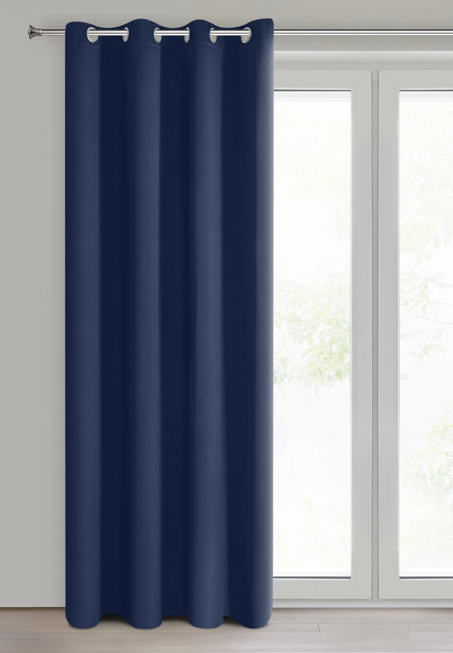 Zasłona granatowa z gładkiej tkaniny zaciemniającej typu blackout 135x250 przelotka PARISA Design 91 Eurofirany