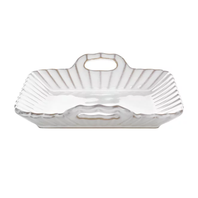Patera ceramiczna dekoracyjna kremowo-beżowa z praktycznymi uchwytami w stylu eko 20x19x5 cm AVRIL Eurofirany