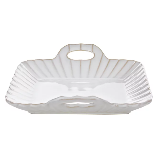 Patera ceramiczna dekoracyjna kremowo-beżowa z praktycznymi uchwytami w stylu eko 24x23x6 cm AVRIL Eurofirany