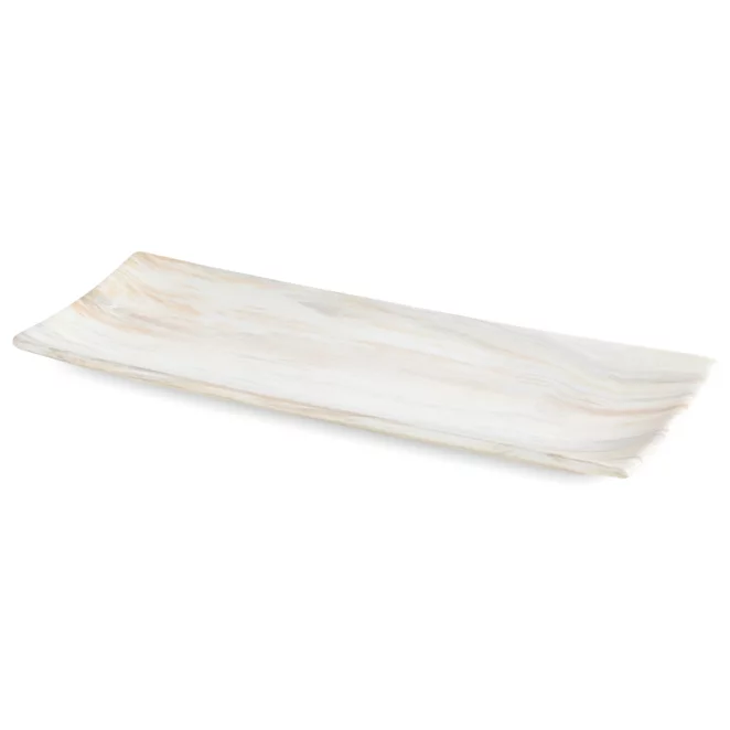 Patera ceramiczna dekoracyjna beżowo-biała z przecieranym wzorem 39x14x4 cm ALIANA Eurofirany