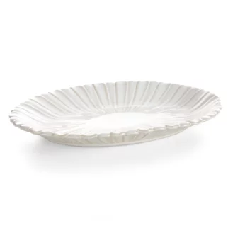 Patera ceramiczna dekoracyjna kremowa z przecieranym wzorem w stylu eko 31x20x3 cm AVRIL Eurofirany