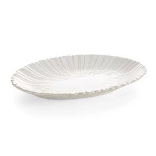 Patera ceramiczna dekoracyjna kremowa z przecieranym wzorem w stylu eko 36x23x4 cm AVRIL Eurofirany