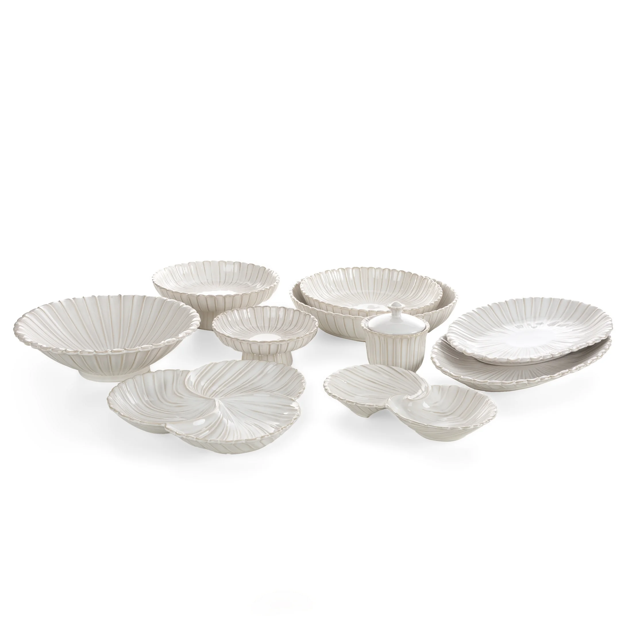 Patera ceramiczna dekoracyjna kremowa z przecieranym wzorem w stylu eko 36x23x4 cm AVRIL Eurofirany