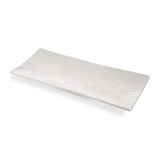 Patera ceramiczna dekoracyjna kremowa z wytłaczanym wzorem 39x18x3 cm ROMINA Eurofirany