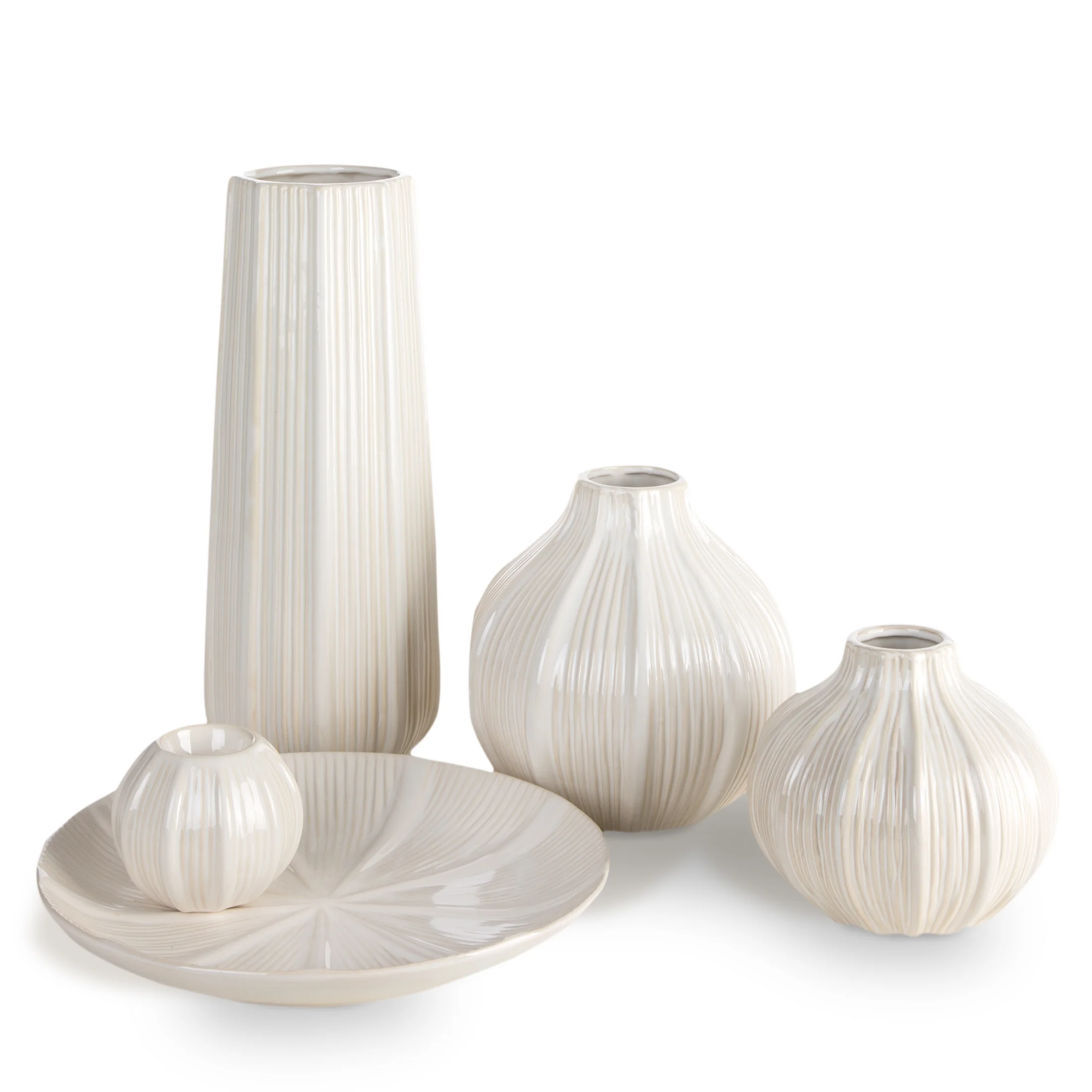 Patera ceramiczna dekoracyjna kremowa z wytłaczanym wzorem średnica 30x4 cm GARET Eurofirany