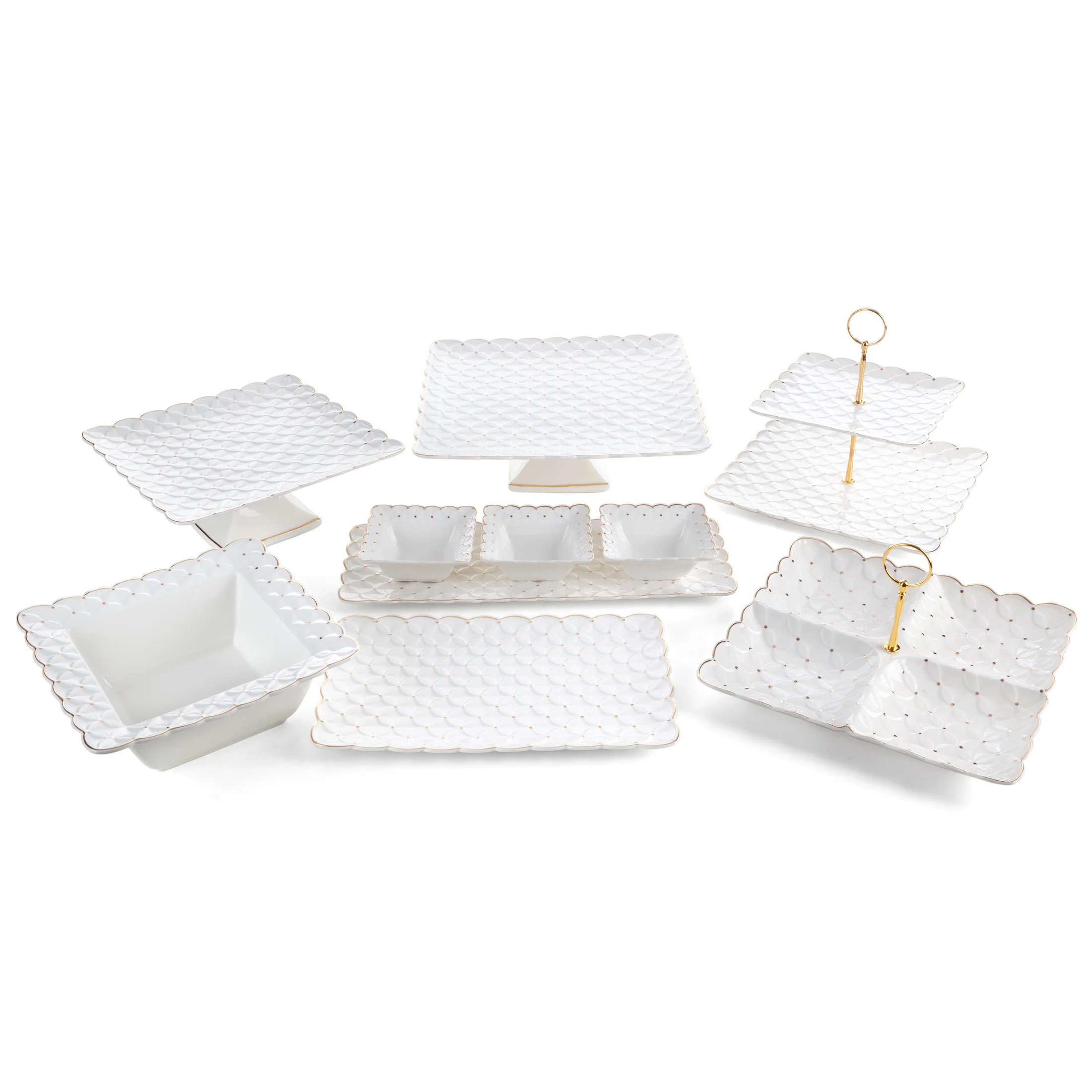 Patera ceramiczna dekoracyjna kremowa z złotymi akcentami 27x27x10 cm BELIA Eurofirany