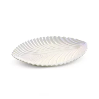 Patera ceramiczna dekoracyjna perłowa z wytłaczanym wzorem 22x18x3 cm NELA Eurofirany