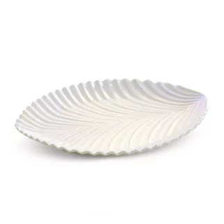 Patera ceramiczna dekoracyjna perłowa z wytłaczanym wzorem 28x22x3 cm NELA Eurofirany