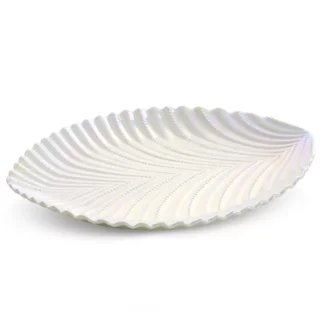 Patera ceramiczna dekoracyjna perłowa z wytłaczanym wzorem 34x27x3 cm NELA Eurofirany