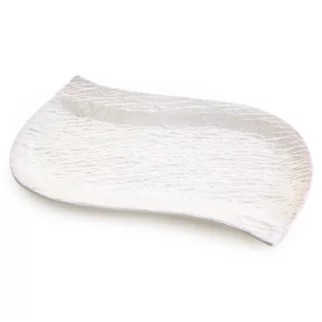 Patera ceramiczna dekoracyjna perłowa zdobiona wypukłym wzorem 26x18x2 cm NINA Eurofirany