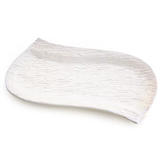 Patera ceramiczna dekoracyjna perłowa zdobiona wypukłym wzorem 26x18x2 cm NINA Eurofirany