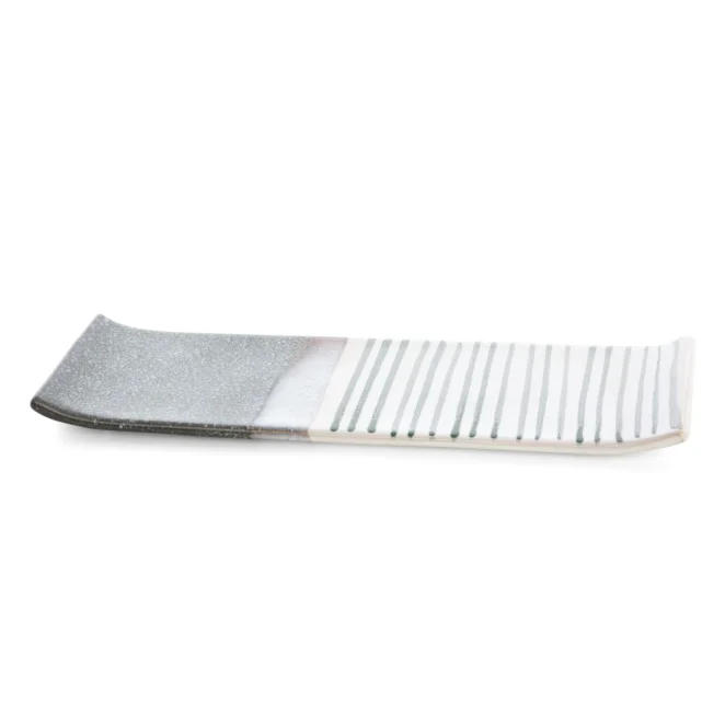 Patera dekoracyjna biało, popielata 39x12x3 cm VIKI Eurofirany