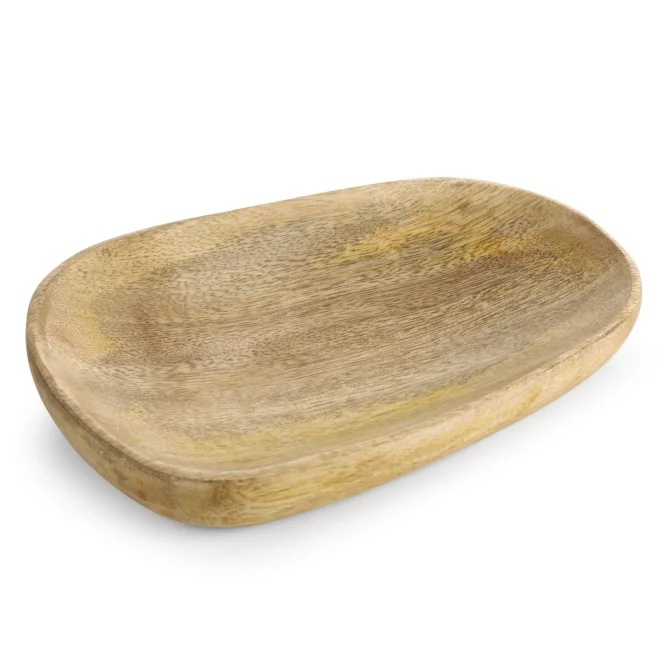 Patera drewniana dekoracyjna brązowa w stylu boho 18x14x3 cm Eurofirany