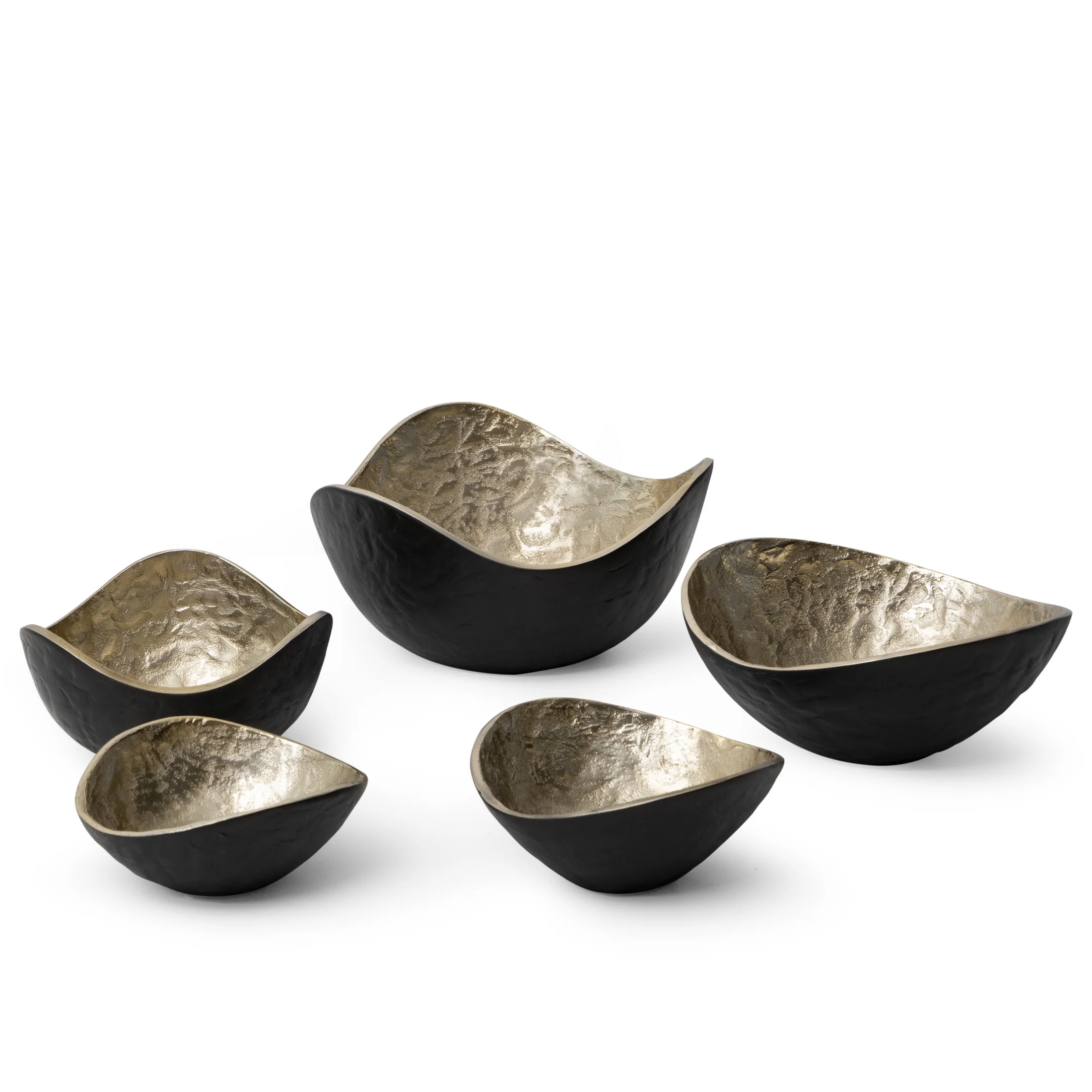 PEDRO metalowa misa czarno-złota z asymetryczną krawędzią 22x10 cm Eurofirany