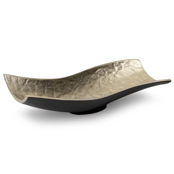Patera metalowa czarno-złota o falujących brzegach 36x16x9 cm PEDRO Eurofirany