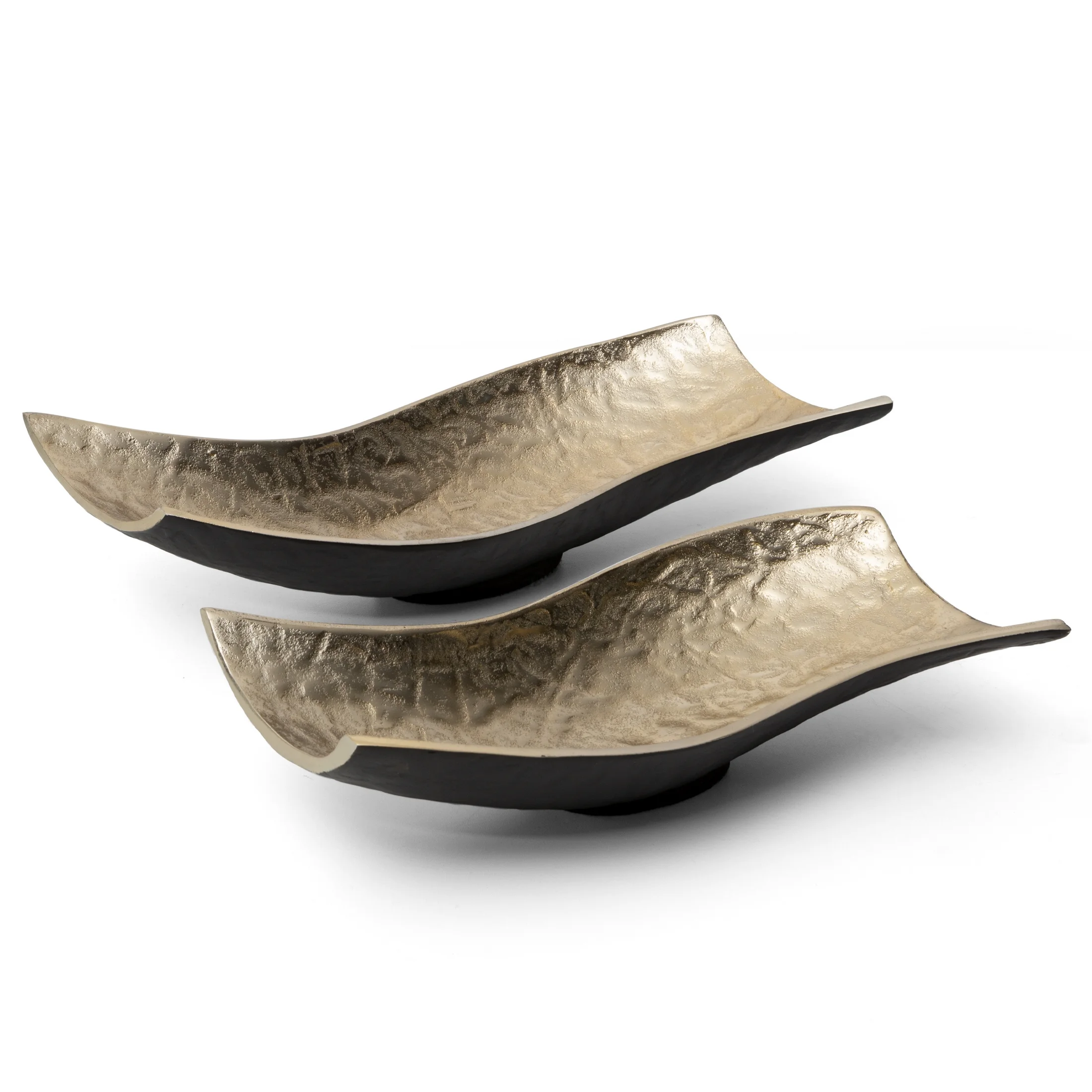 Patera metalowa czarno-złota o falujących brzegach 36x16x9 cm PEDRO Eurofirany