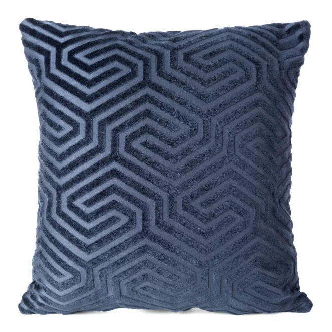 Poszewka na poduszkę 40x40 cm welwetowa z żakardowym geometrycznym wzorem granatowa INGA PIERRE CARDIN Eurofirany