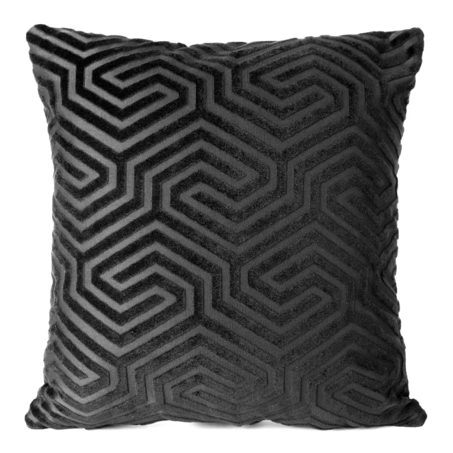 Poszewka na poduszkę 40x40 cm welwetowa z żakardowym geometrycznym wzorem czarna INGA PIERRE CARDIN Eurofirany