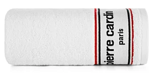 Ręcznik kąpielowy 50X90 cm bawełniany kolor biały 450 g/m2 z żakardową bordiurą i haftowanym logiem marki Pierre Cardin KARLA Eurofirany