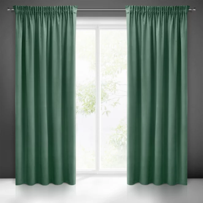 Zasłona miętowa z gładkiego welwetu 140x270 taśma SIBEL Pierre Cardin Eurofirany