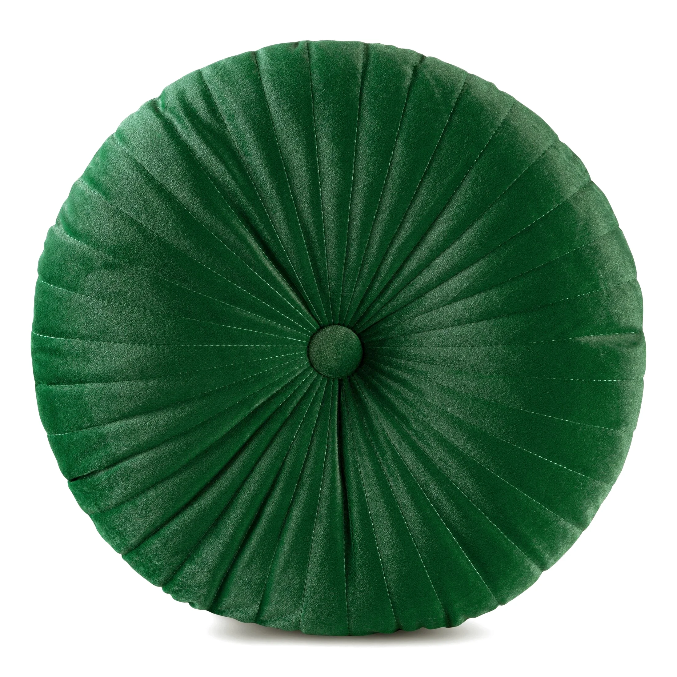 Poduszka okrągła średnica 40 cm ciemnozielona welwetowa pikowana VELVET 68 Eurofirany