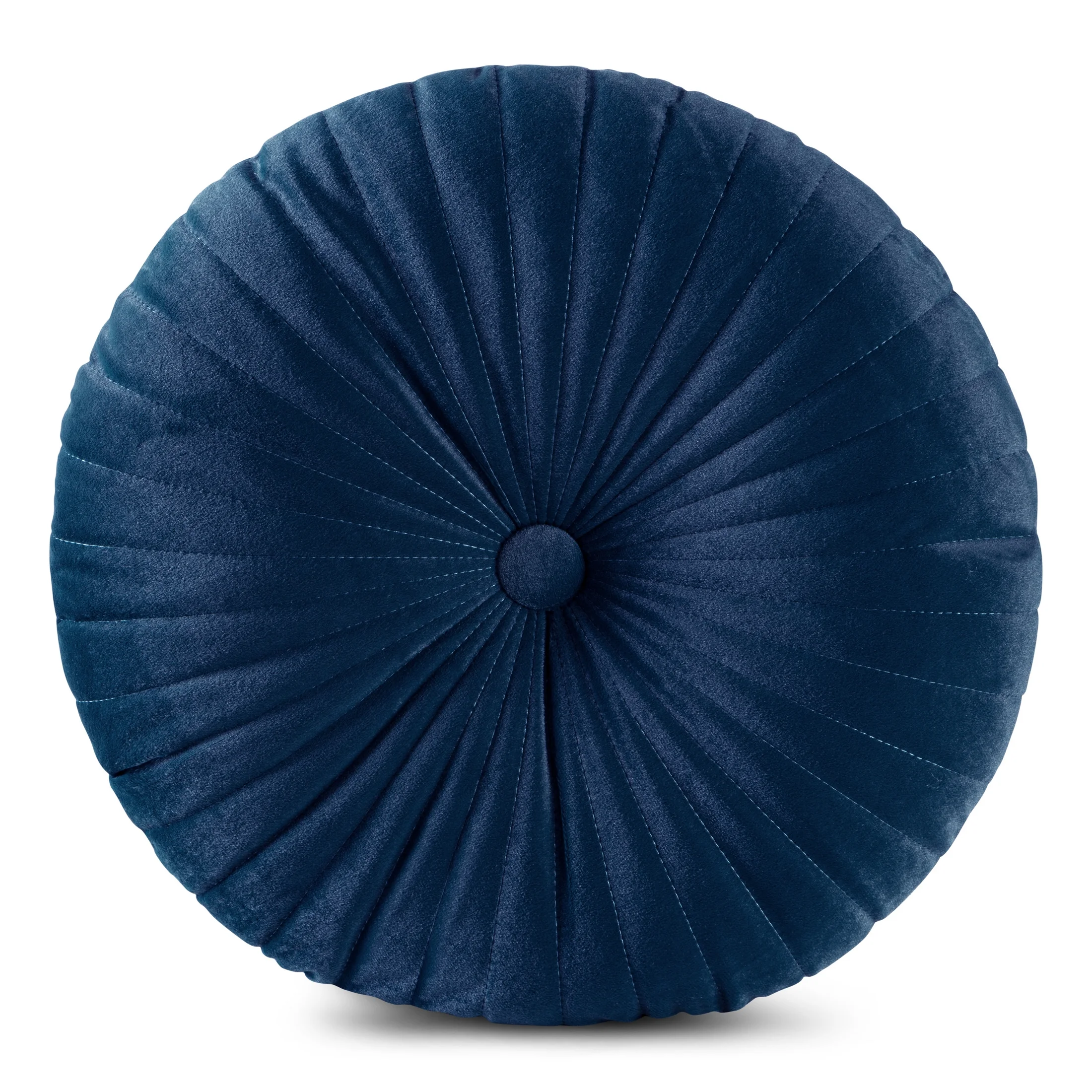 Poduszka okrągła średnica 40 cm granatowa przeszywana tworząca wypukły wzór VELVET 68 Eurofirany