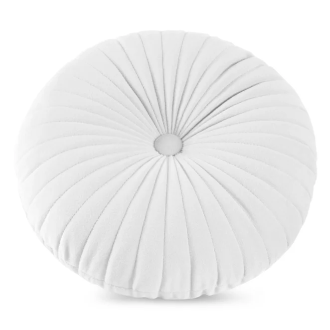 Poduszka okrągła średnica 40 cm welwetowa biała pikowana VELVET 68 Eurofirany