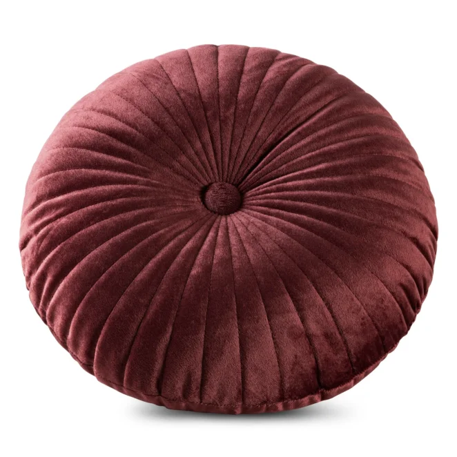 Poduszka okrągła średnica 40 cm welwetowa bordowa pikowana VELVET 68 Eurofirany