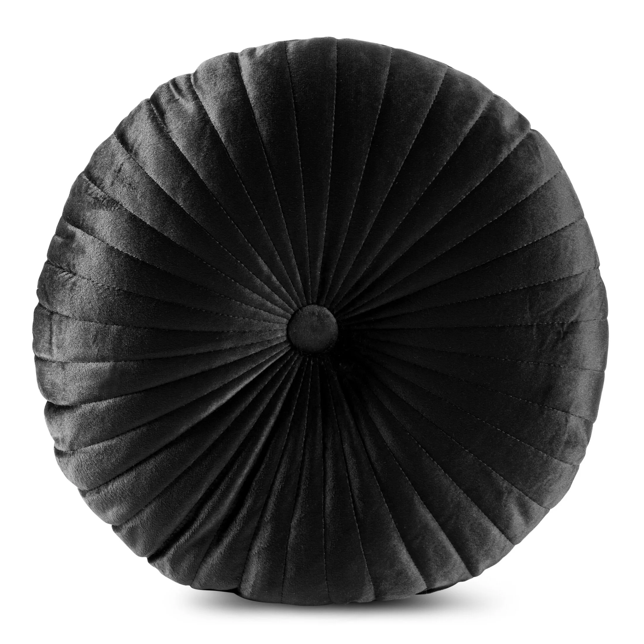 Poduszka okrągła średnica 40 cm welwetowa czarna pikowana VELVET 68 Eurofirany
