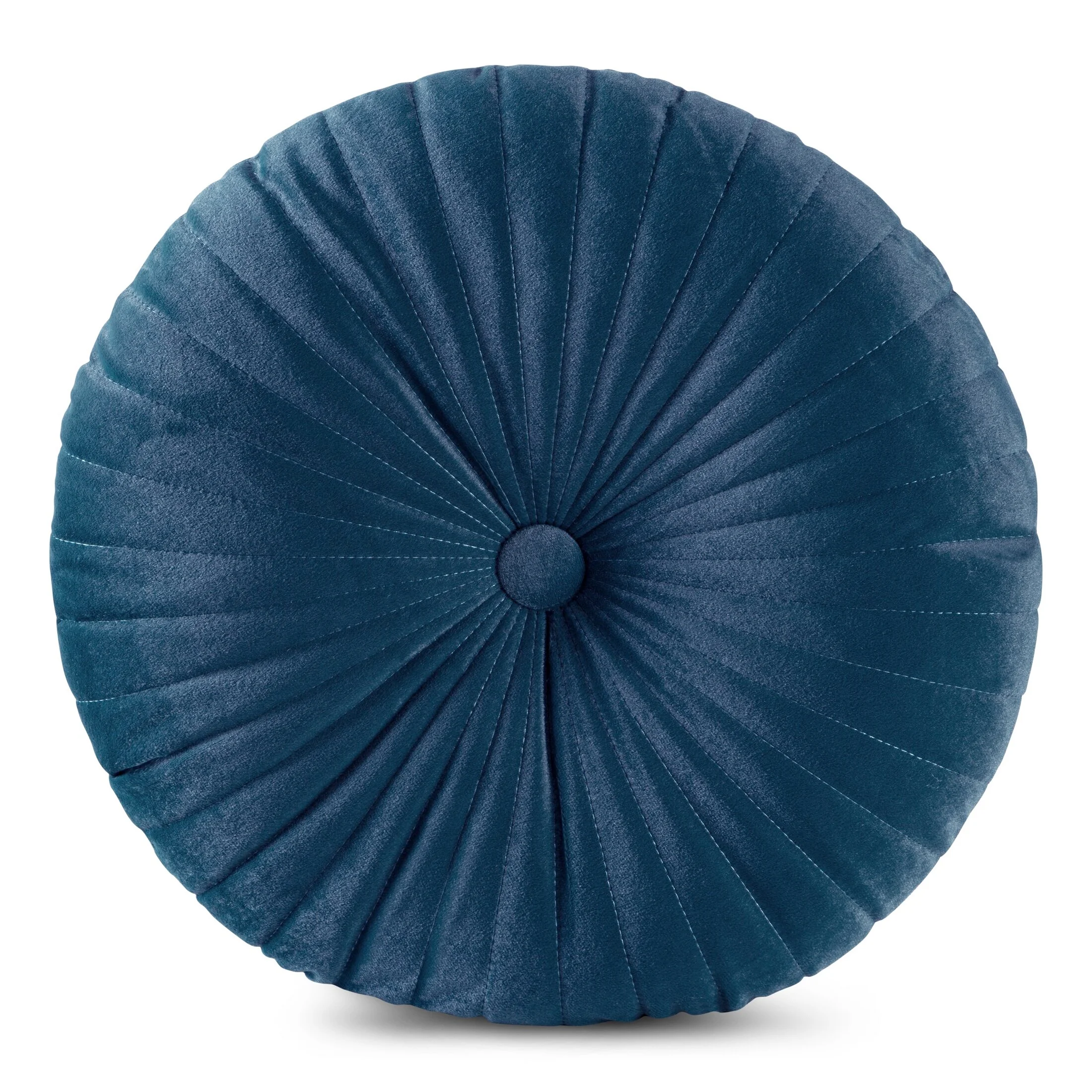 Poduszka okrągła średnica 40 cm welwetowa granatowa pikowana, z wypełnieniem VELVET 68 Eurofirany
