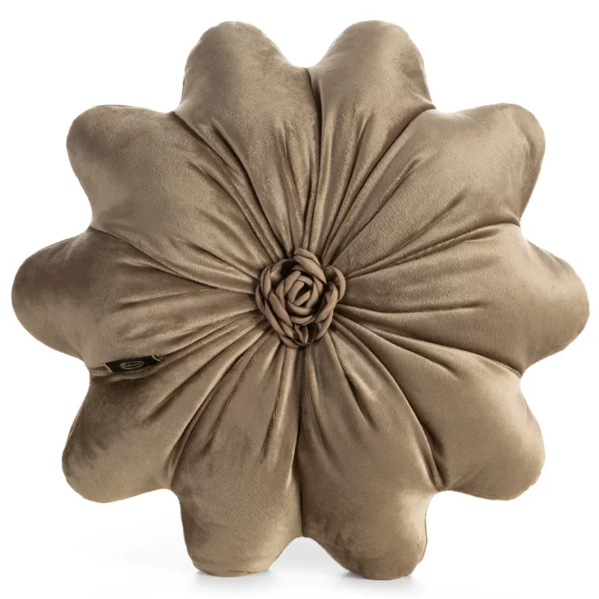 Poduszka w kształcie kwiatka o średnicy 40 cm welwetowa beżowa FLORES 5 Eurofirany