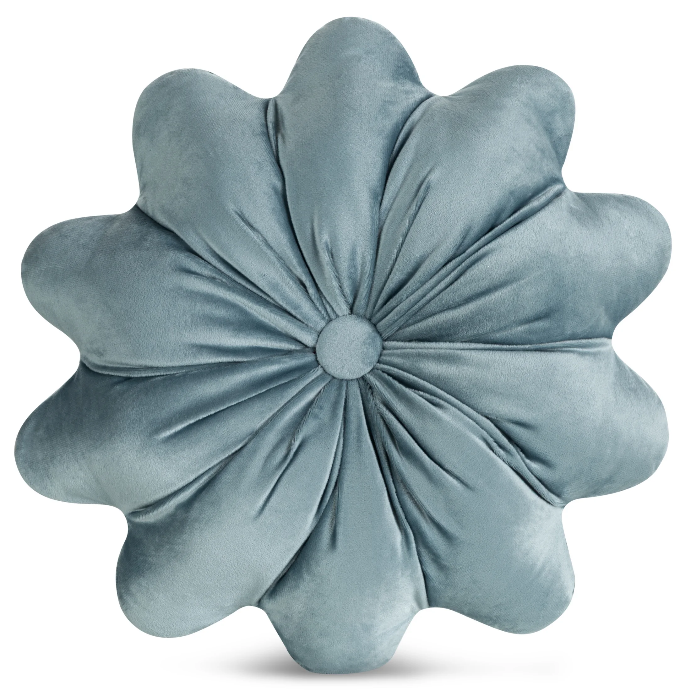 Poduszka w kształcie kwiatka o średnicy 40 cm welwetowa niebieska FLORES 5 Eurofirany