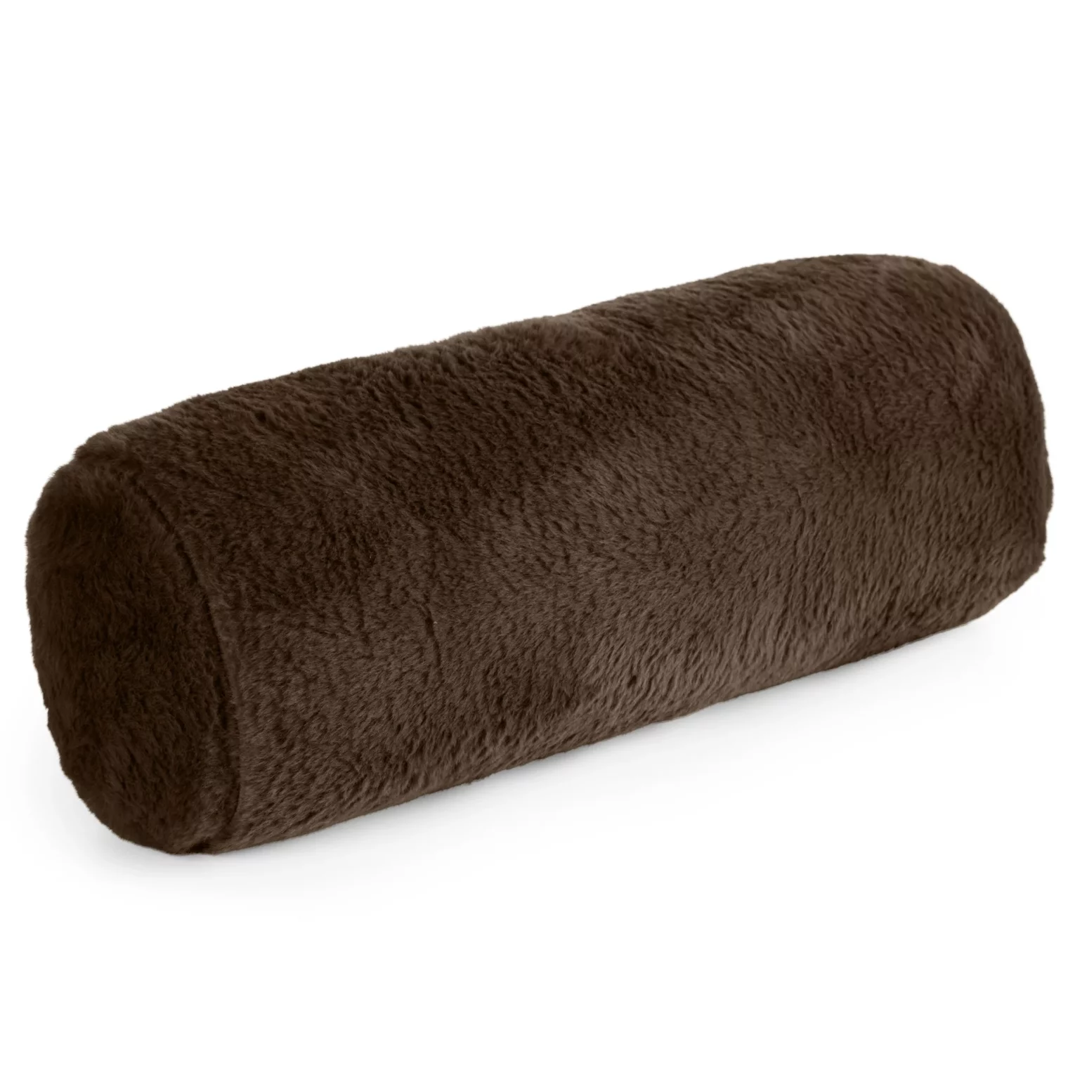 Poduszka wałek 15x45 cm ciemnobrązowa z miękkiej futrzanej tkaniny  NINA Eurofirany