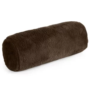 Poduszka wałek 15x45 cm ciemnobrązowa z miękkiej futrzanej tkaniny  NINA Eurofirany