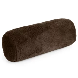 Poduszka wałek 15x45 cm ciemnobrązowa z miękkiej futrzanej tkaniny  NINA Eurofirany