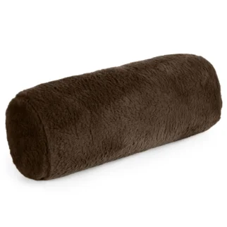 Poduszka wałek 15x45 cm ciemnobrązowa z miękkiej futrzanej tkaniny  NINA Eurofirany