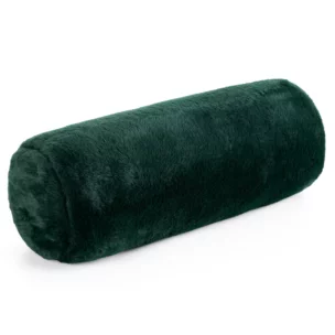 Poduszka wałek 15x45 cm ciemnozielona z miękkiej futrzanej tkaniny  NINA Eurofirany