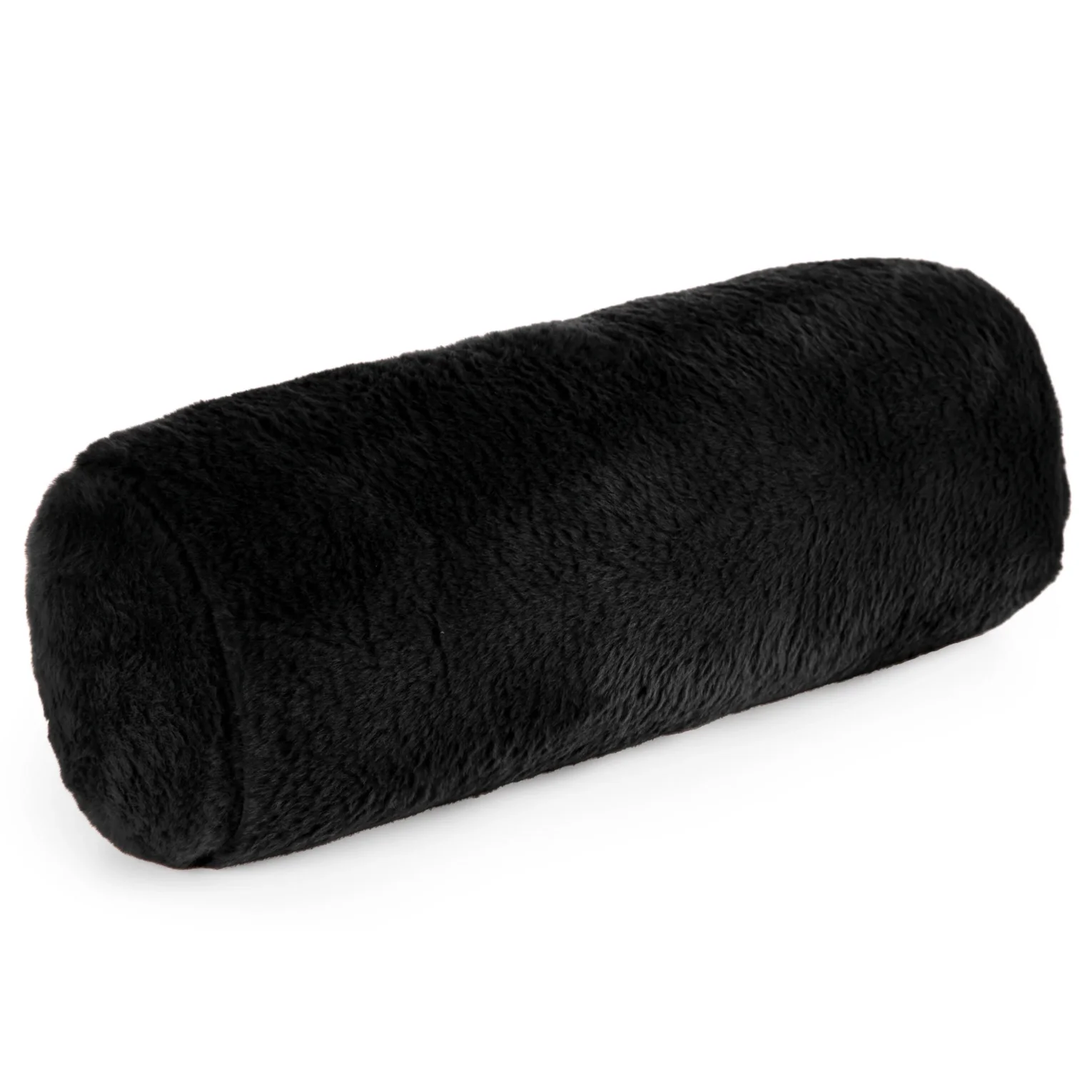 Poduszka wałek 15x45 cm czarna z miękkiej futrzanej tkaniny  NINA Eurofirany