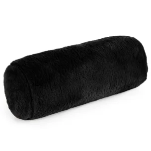 Poduszka wałek 15x45 cm czarna z miękkiej futrzanej tkaniny  NINA Eurofirany