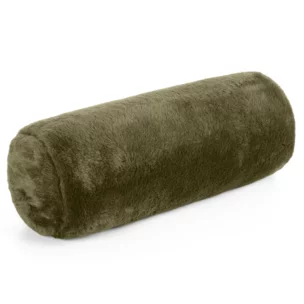Poduszka wałek 15x45 cm oliwkowa z miękkiej futrzanej tkaniny  NINA Eurofirany